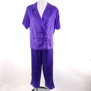 Victoria's Secret Vintage Gold Label Double Breasted Pajama Pant Set Purple sz M